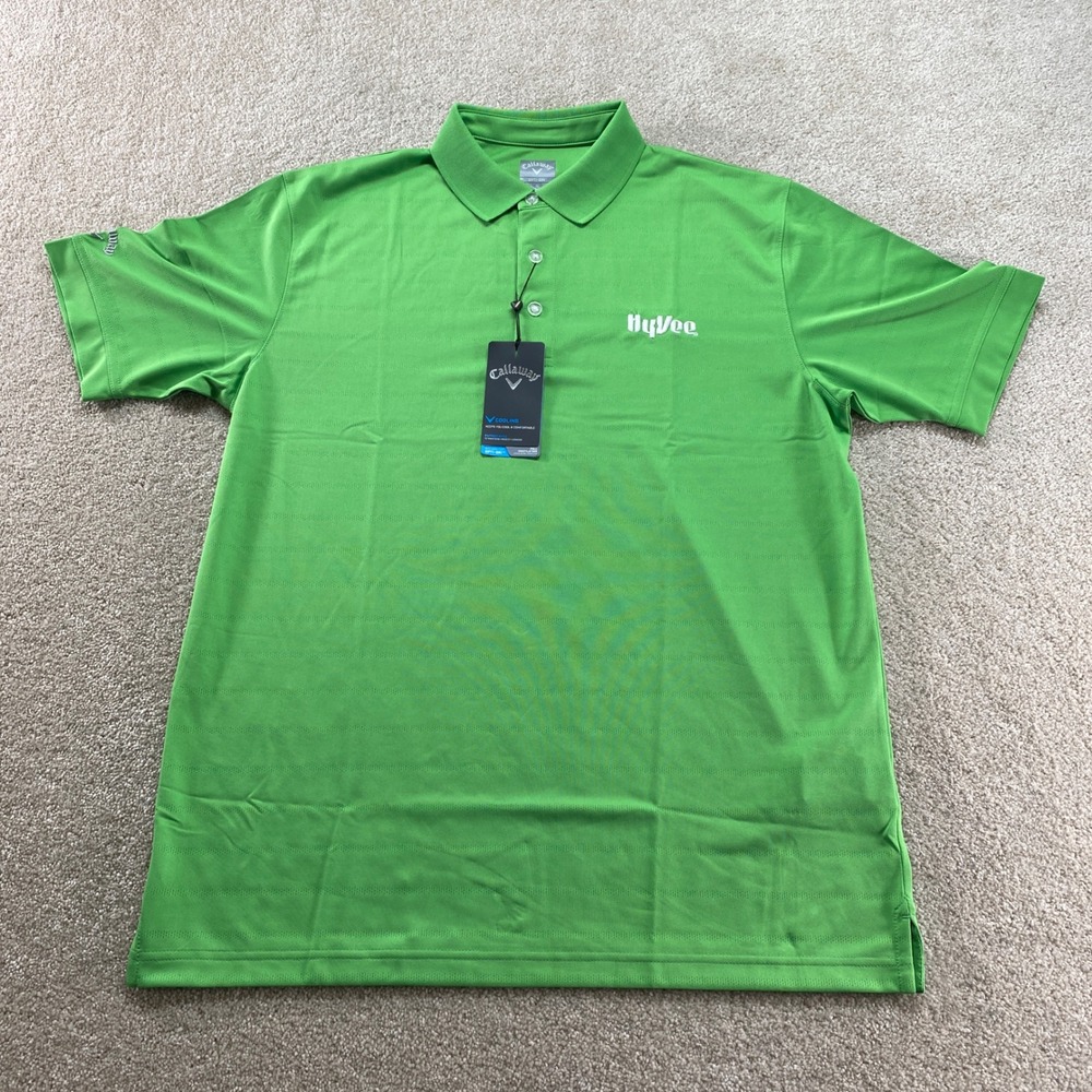 Callaway Polo Shirt Mens Medium Green Hy-Vee Opti-Dri Performance Short Sleeve